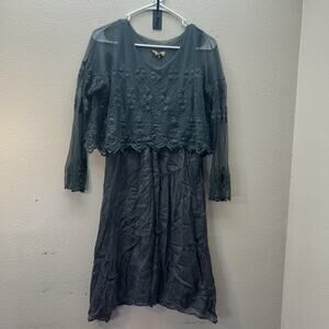 Carla Conti Silk Embroidered Tunic Sheath Dress Mini SZ S Fairy Whimsigoth Lace